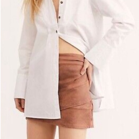 Free People Camel Summer Love Vegan Leather Mini Skirt Size 10 - Picture 7 of 12